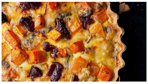 Quiche met membrillo en stilton