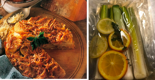 Aardappeltaart met gegrilde prei
